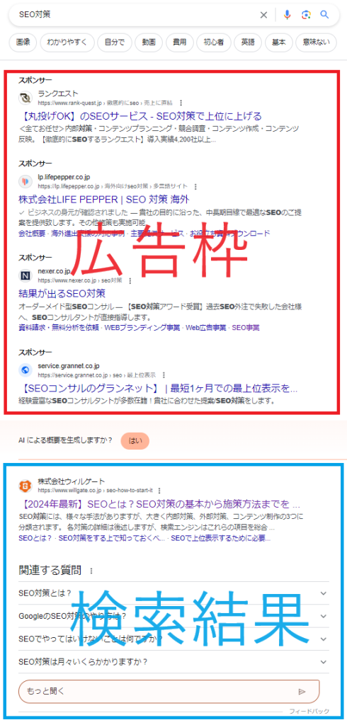 検索結果の表示