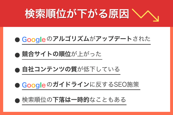 検索順位が下がる原因