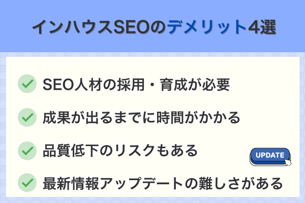 インハウスSEOのデメリット4選