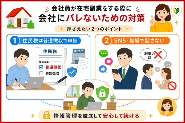 会社員が在宅副業をする際に会社にバレないための対策