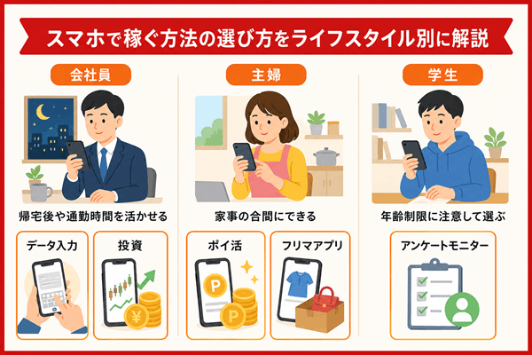 スマホで稼ぐ方法の選び方をライフスタイル別に解説