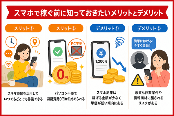 スマホで稼ぐ前に知っておきたいメリットとデメリット