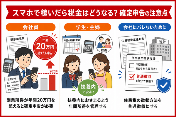 スマホで稼いだら税金はどうなる?確定申告の注意点
