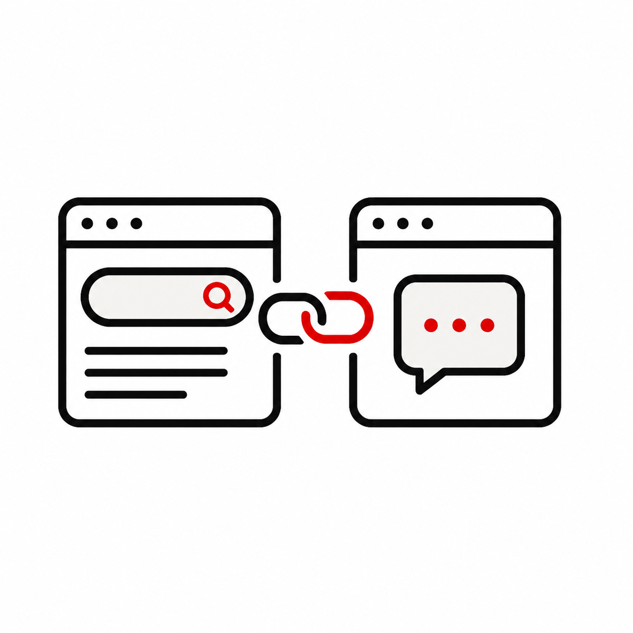 SEOとLLMOの連携を表すピクトグラム