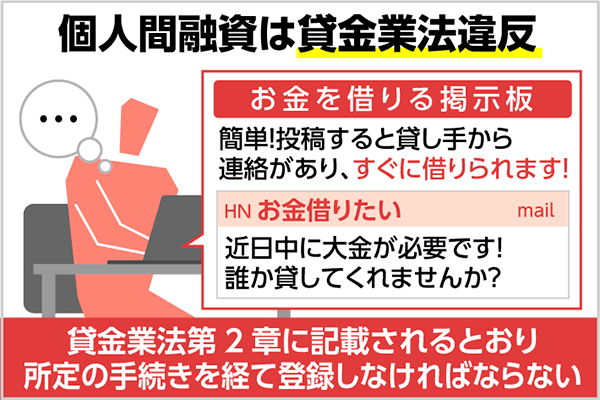 個人間融資は貸金業法違反の為利用してはいけません 審査に不安な場合の対処法を解説