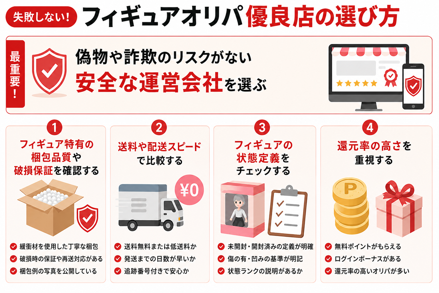 失敗しないフィギュアオリパ優良店の選び方