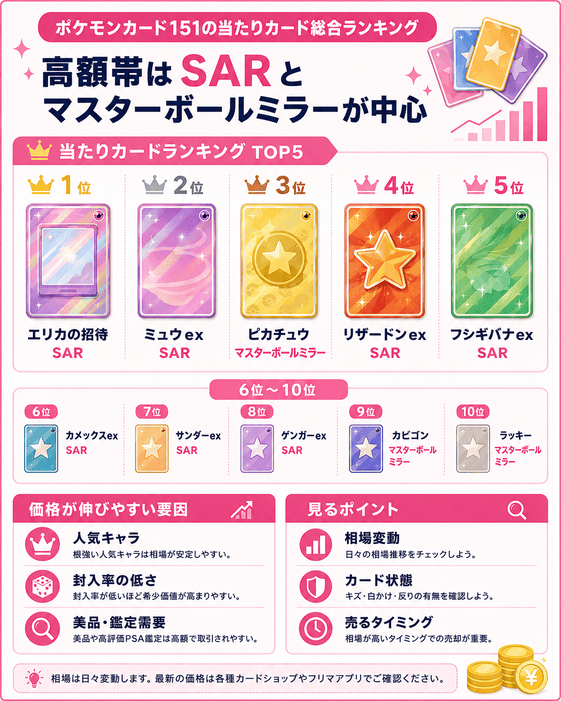 ポケモンカード151の当たりカード総合ランキングTOP10